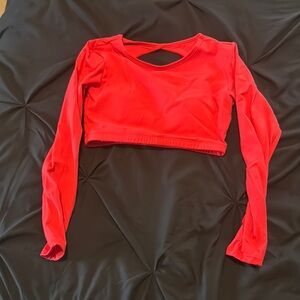 Red Long Sleeve Crop Top